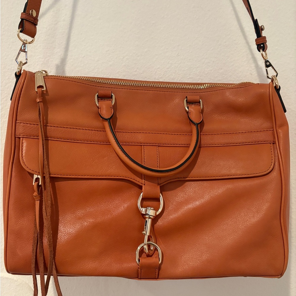 REBECCA MINKOFF | Palo Alto Computer Satchel Crossbody Bag | Almond/Tan | RARE!